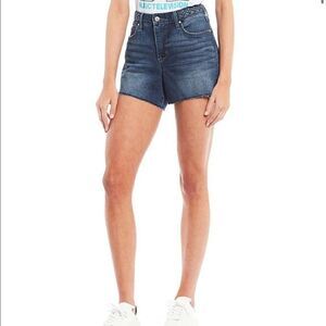Frayed High Rise Denim Shorts 29 Raw Hem Zip Up Summer